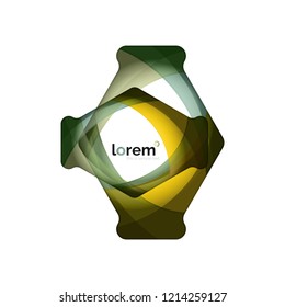Abstract geometric design logo made of flowing elements, vector icon