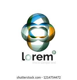 Abstract geometric design logo made of flowing elements, vector icon
