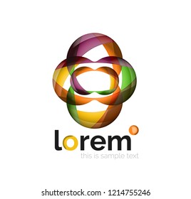Abstract geometric design logo made of flowing elements, vector icon