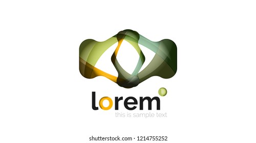 Abstract geometric design logo made of flowing elements, vector icon