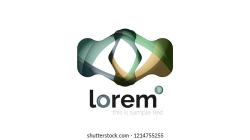 Abstract geometric design logo made of flowing elements, vector icon