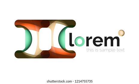 Abstract geometric design logo made of flowing elements, vector icon