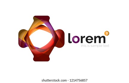 Abstract geometric design logo made of flowing elements, vector icon