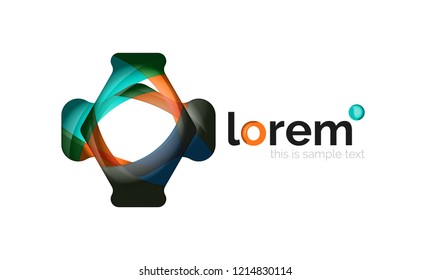 Resumen del logotipo de diseño geométrico hecho de elementos fluidos, icono vectorial