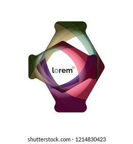 Resumen del logotipo de diseño geométrico hecho de elementos fluidos, icono vectorial