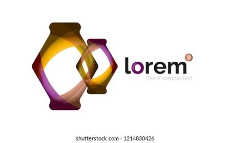 Resumen del logotipo de diseño geométrico hecho de elementos fluidos, icono vectorial