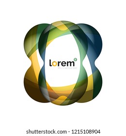Resumen del logotipo de diseño geométrico hecho de elementos fluidos, icono vectorial