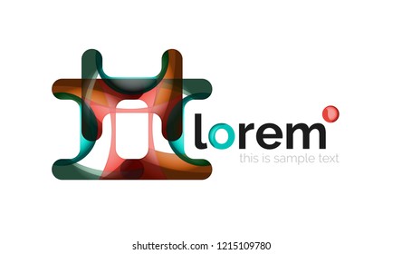 Abstract geometric design logo made of flowing elements, vector icon