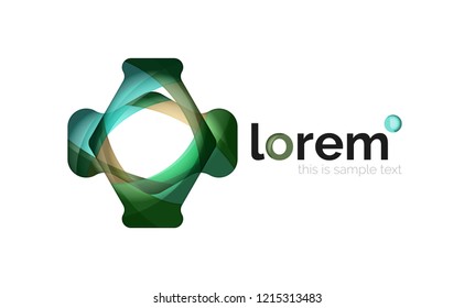 Abstract geometric design logo made of flowing elements, vector icon