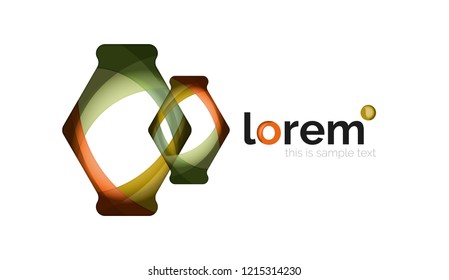 Abstract geometric design logo made of flowing elements, vector icon