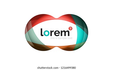 Abstract geometric design logo made of flowing elements, vector icon