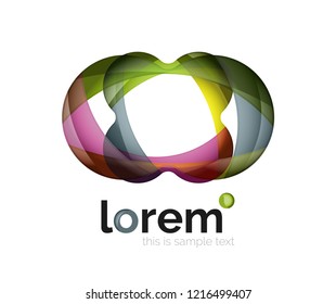 Abstract geometric design logo made of flowing elements, vector icon