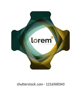 Abstract geometric design logo made of flowing elements, vector icon