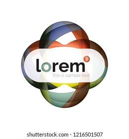 Resumen del logotipo de diseño geométrico hecho de elementos fluidos, icono vectorial