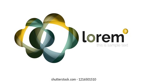 Resumen del logotipo de diseño geométrico hecho de elementos fluidos, icono vectorial