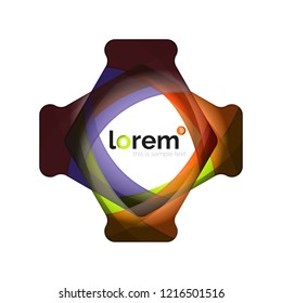 Abstract geometric design logo made of flowing elements, vector icon