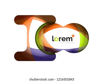 Abstract geometric design logo made of flowing elements, vector icon