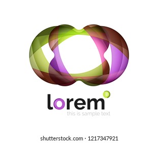 Resumen del logotipo de diseño geométrico hecho de elementos fluidos, icono vectorial