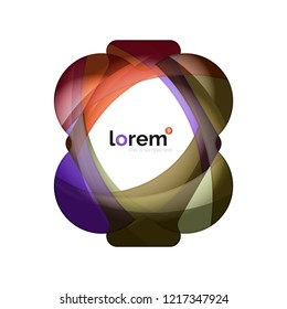 Abstract geometric design logo made of flowing elements, vector icon