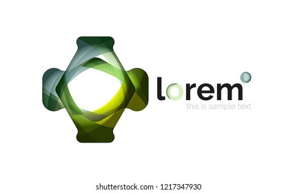 Abstract geometric design logo made of flowing elements, vector icon