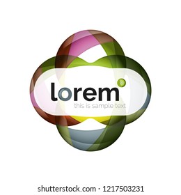 Abstract geometric design logo made of flowing elements, vector icon