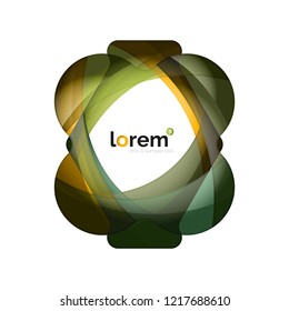 Abstract geometric design logo made of flowing elements, vector icon