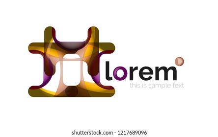 Abstract geometric design logo made of flowing elements, vector icon