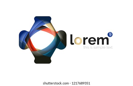 Abstract geometric design logo made of flowing elements, vector icon