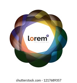Abstract geometric design logo made of flowing elements, vector icon