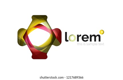 Abstraktes geometrisches Design-Logo aus fließenden Elementen, Vektorsymbol