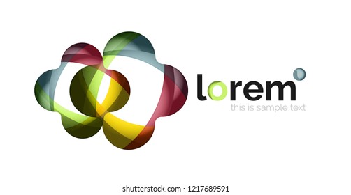 Resumen del logotipo de diseño geométrico hecho de elementos fluidos, icono vectorial