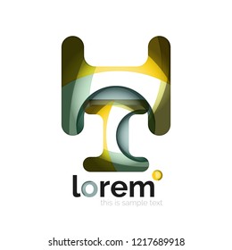 Resumen del logotipo de diseño geométrico hecho de elementos fluidos, icono vectorial