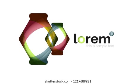 Abstract geometric design logo made of flowing elements, vector icon
