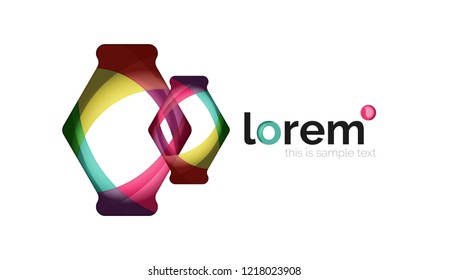 Abstract geometric design logo made of flowing elements, vector icon