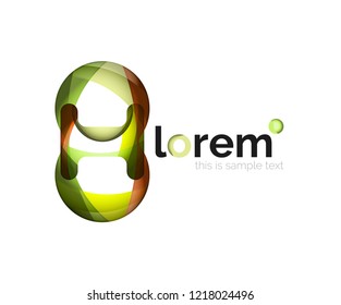 Abstract geometric design logo made of flowing elements, vector icon