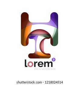 Abstract geometric design logo made of flowing elements, vector icon