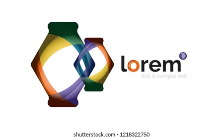 Abstraktes geometrisches Design-Logo aus fließenden Elementen, Vektorsymbol