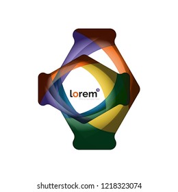Abstract geometric design logo made of flowing elements, vector icon