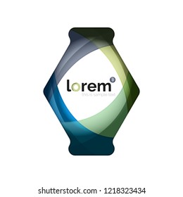 Abstract geometric design logo made of flowing elements, vector icon