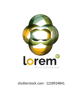 Abstract geometric design logo made of flowing elements, vector icon