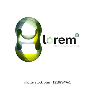 Abstract geometric design logo made of flowing elements, vector icon
