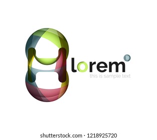 Abstract geometric design logo made of flowing elements, vector icon