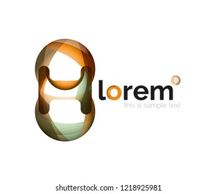 Abstract geometric design logo made of flowing elements, vector icon