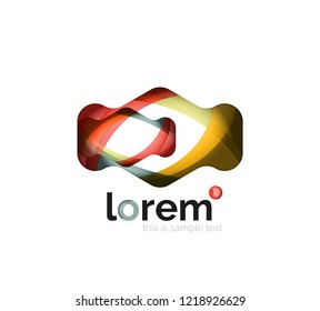 Abstract geometric design logo made of flowing elements, vector icon