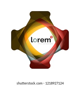 Resumen del logotipo de diseño geométrico hecho de elementos fluidos, icono vectorial