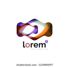 Abstract geometric design logo made of flowing elements, vector icon
