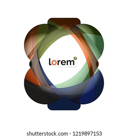 Resumen del logotipo de diseño geométrico hecho de elementos fluidos, icono vectorial