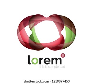 Resumen del logotipo de diseño geométrico hecho de elementos fluidos, icono vectorial