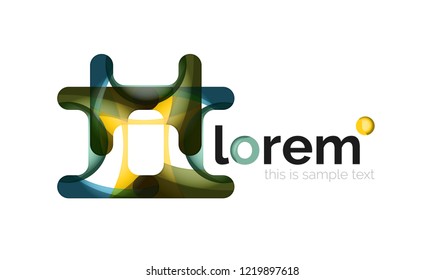 Abstract geometric design logo made of flowing elements, vector icon