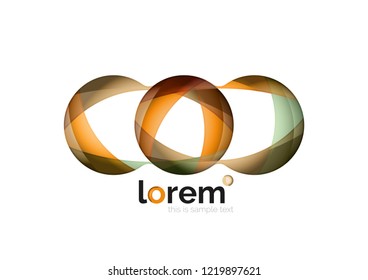 Abstract geometric design logo made of flowing elements, vector icon